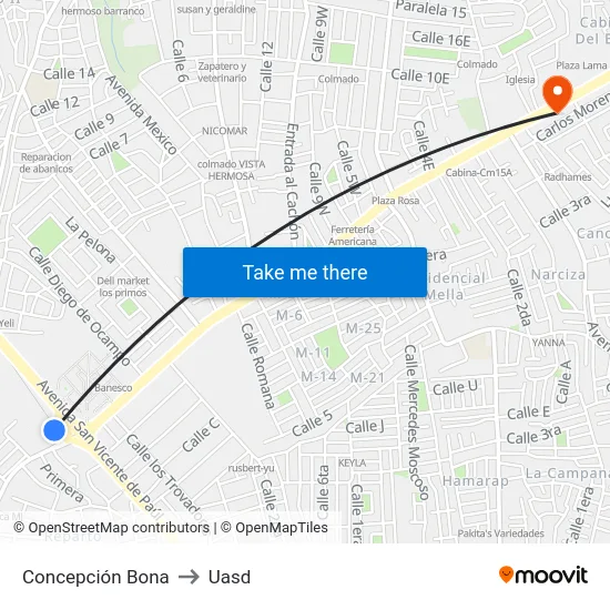 Concepción Bona to Uasd map
