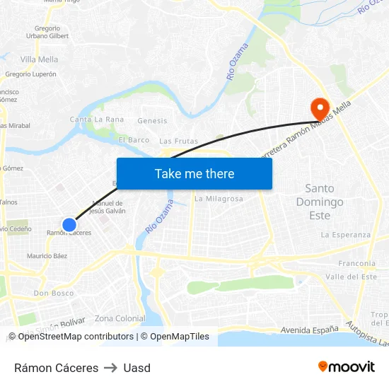 Rámon Cáceres to Uasd map