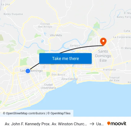 Av. John F. Kennedy Prox. Av. Winston Churchill to Uasd map
