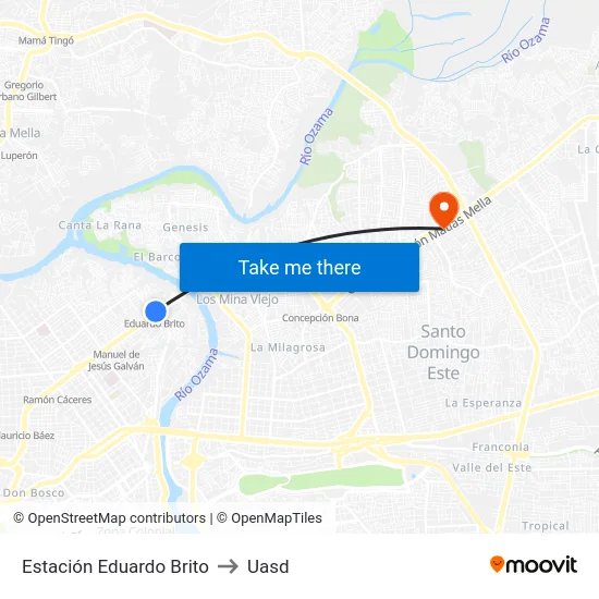 Estación Eduardo Brito to Uasd map
