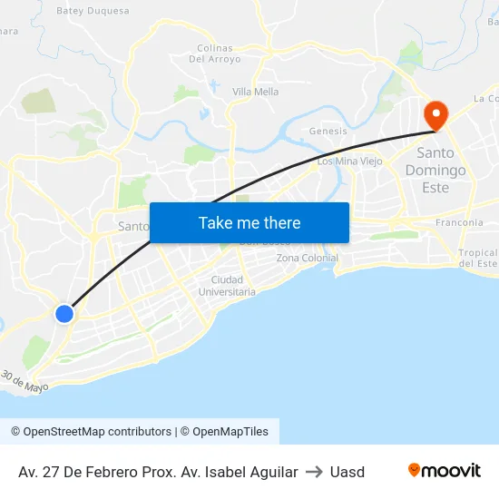 Av. 27 De Febrero Prox. Av. Isabel Aguilar to Uasd map