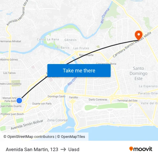 Avenida San Martin, 123 to Uasd map
