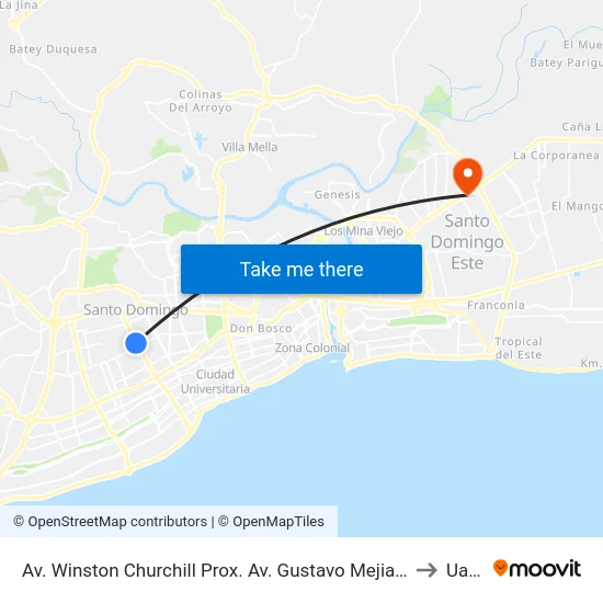 Av. Winston Churchill Prox. Av. Gustavo Mejia Ricart to Uasd map