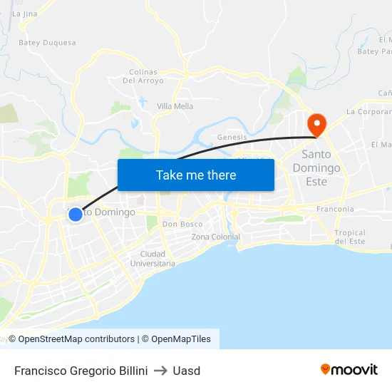 Francisco Gregorio Billini to Uasd map