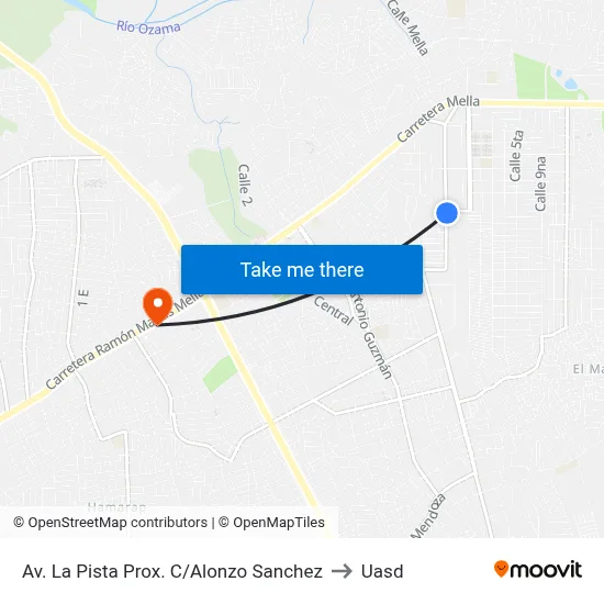 Av. La Pista Prox. C/Alonzo Sanchez to Uasd map