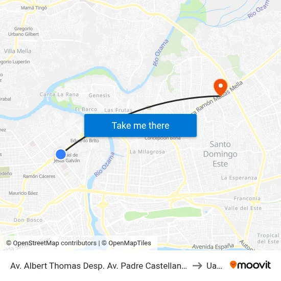 Av. Albert Thomas Desp. Av. Padre Castellanos to Uasd map