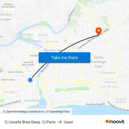 C/Josefa Brea Desp. C/Paris to Uasd map