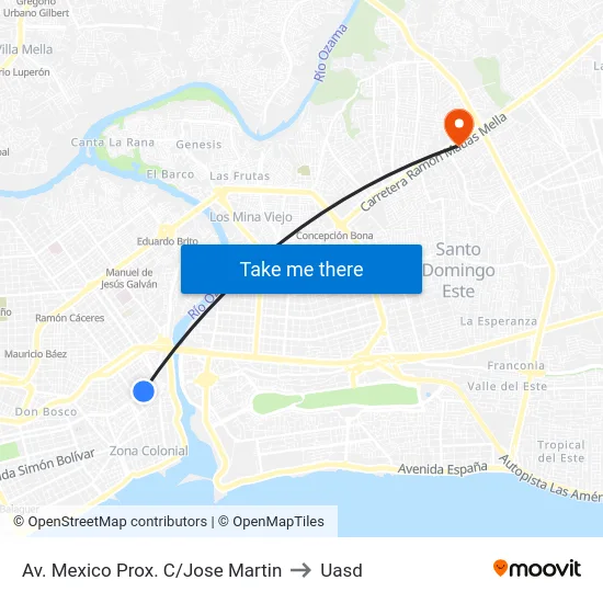 Av. Mexico Prox. C/Jose Martin to Uasd map