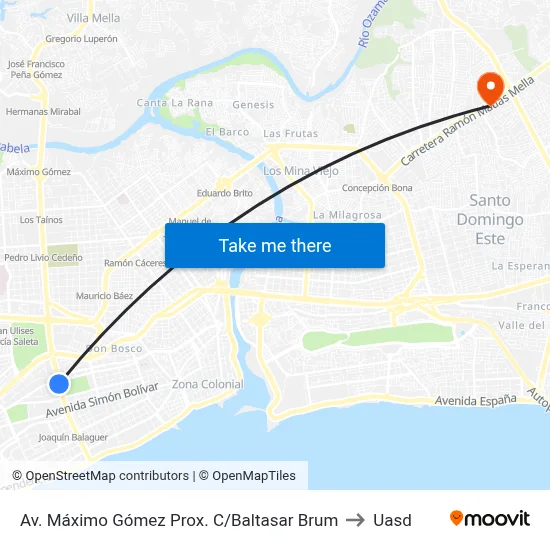 Av. Máximo Gómez Prox. C/Baltasar Brum to Uasd map