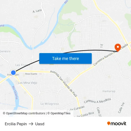 Ercilia Pepín to Uasd map