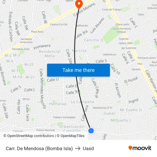 Carr. De Mendosa (Bomba Isla) to Uasd map