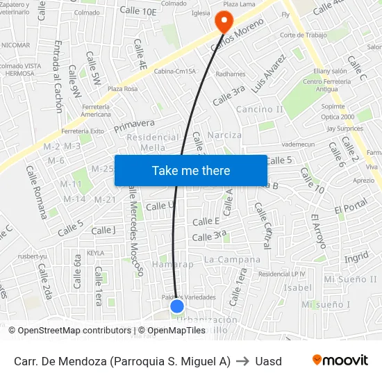 Carr. De Mendoza (Parroquia S. Miguel A) to Uasd map