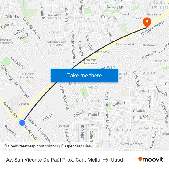 Av. San Vicente De Paúl Prox. Carr. Mella to Uasd map