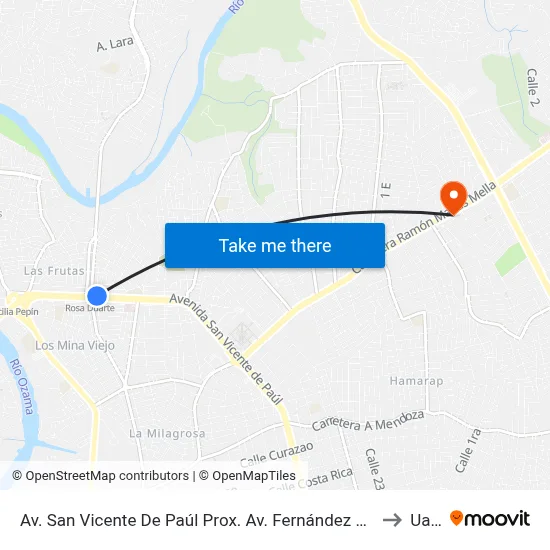 Av. San Vicente De Paúl Prox. Av. Fernández De Navarrete to Uasd map