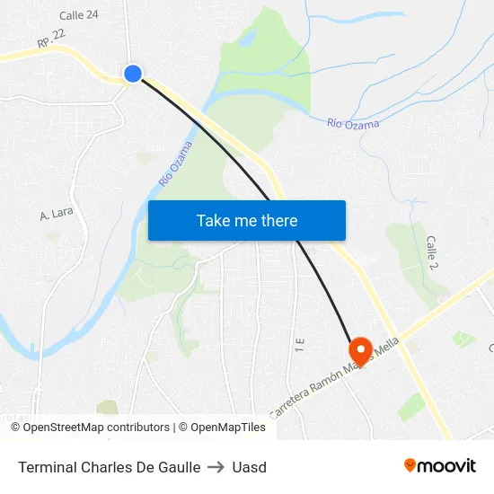 Terminal Charles De Gaulle to Uasd map