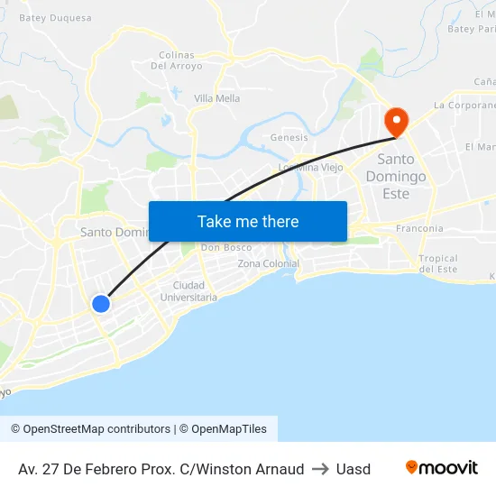 Av. 27 De Febrero Prox. C/Winston Arnaud to Uasd map