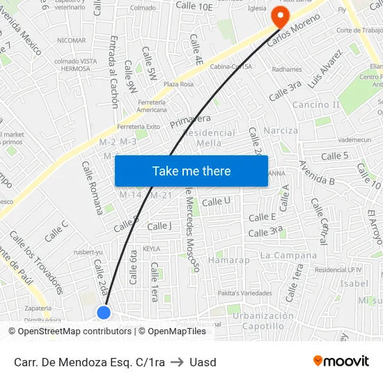 Carr. De Mendoza Esq. C/1ra to Uasd map