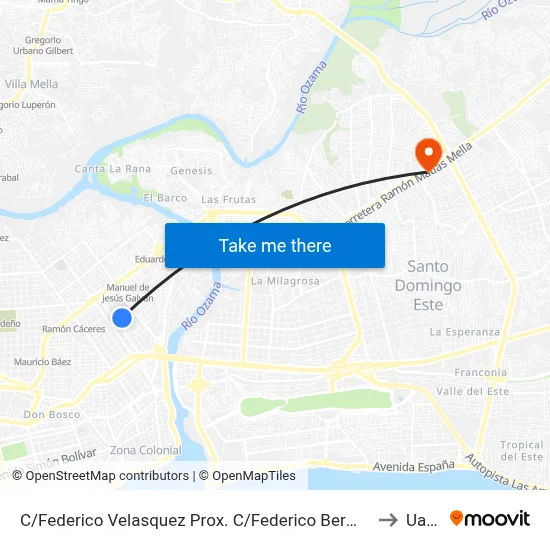 C/Federico Velasquez Prox. C/Federico Bermudez to Uasd map