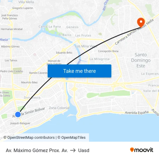 Av. Máximo Gómez Prox. Av. to Uasd map