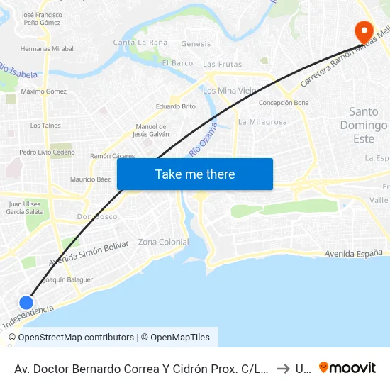 Av. Doctor Bernardo Correa Y Cidrón Prox. C/Lic. Rafael Augusto Sanchez to Uasd map