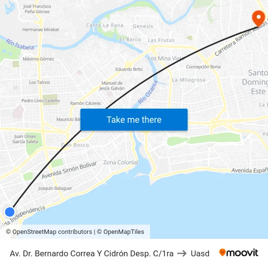 Av. Dr. Bernardo Correa Y Cidrón Desp. C/1ra to Uasd map