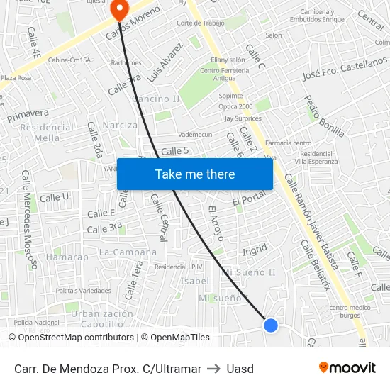 Carr. De Mendoza Prox. C/Ultramar to Uasd map