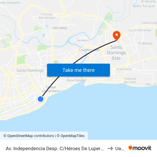 Av. Independencia Desp. C/Héroes De Luperón to Uasd map