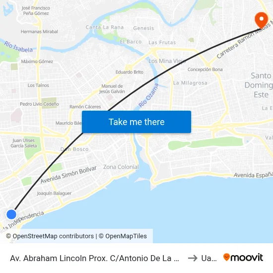 Av. Abraham Lincoln Prox. C/Antonio De La Maza to Uasd map