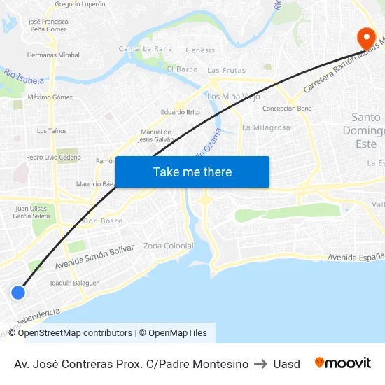 Av. José Contreras Prox. C/Padre Montesino to Uasd map