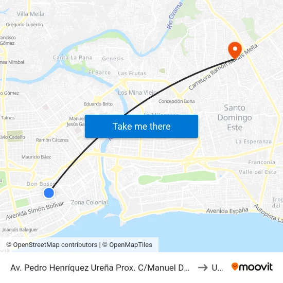 Av. Pedro Henríquez Ureña Prox. C/Manuel De Jesus Galvan to Uasd map