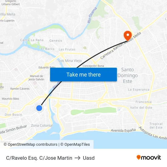 C/Ravelo Esq. C/Jose Martin to Uasd map
