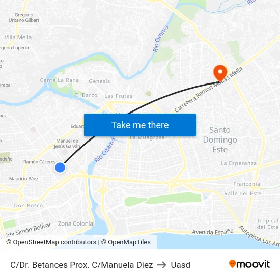 C/Dr. Betances Prox. C/Manuela Diez to Uasd map