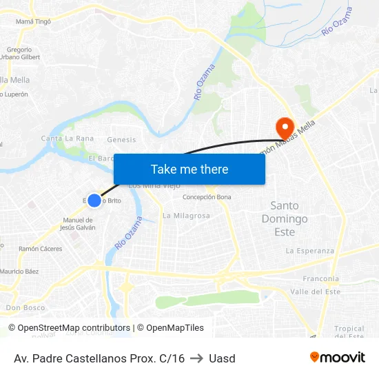 Av. Padre Castellanos Prox. C/16 to Uasd map
