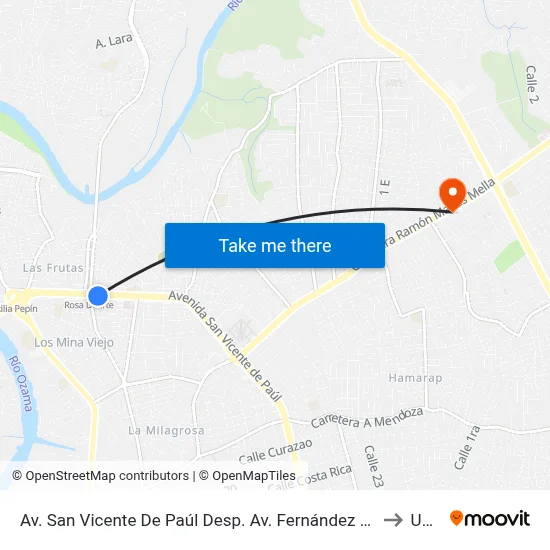 Av. San Vicente De Paúl Desp. Av. Fernández De Navarrete to Uasd map