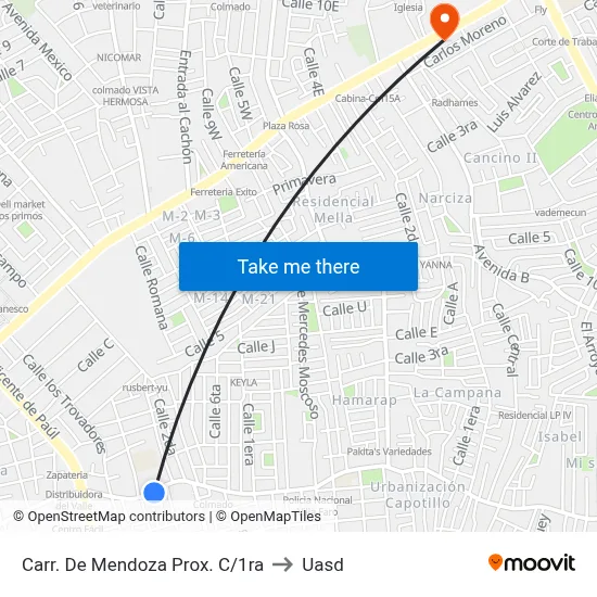 Carr. De Mendoza Prox. C/1ra to Uasd map