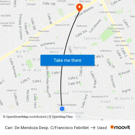 Carr. De Mendoza Desp. C/Francisco Febrillet to Uasd map