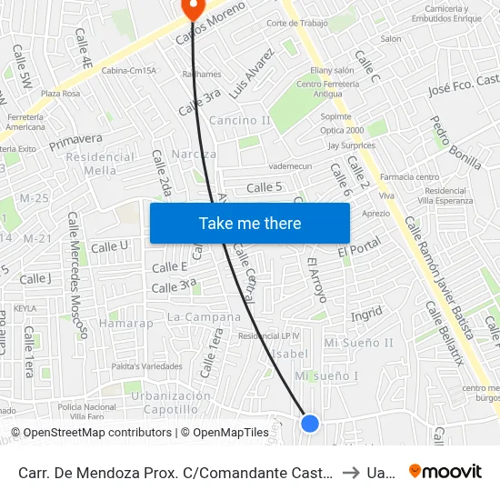 Carr. De Mendoza Prox. C/Comandante Castro to Uasd map