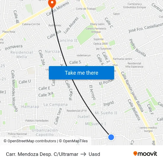 Carr. Mendoza Desp. C/Ultramar to Uasd map