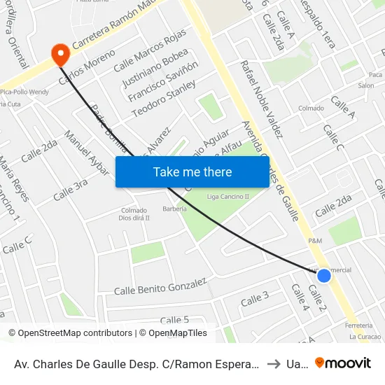 Av. Charles De Gaulle Desp. C/Ramon Esperanza Hierro to Uasd map