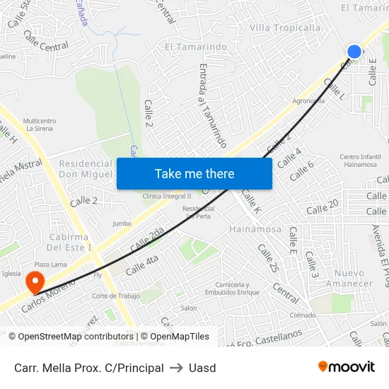 Carr. Mella Prox. C/Principal to Uasd map