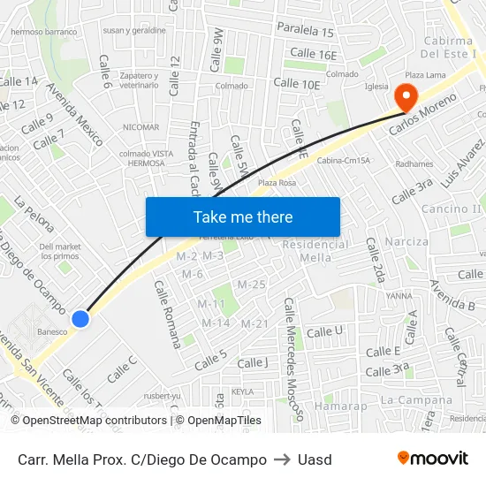 Carr. Mella Prox. C/Diego De Ocampo to Uasd map