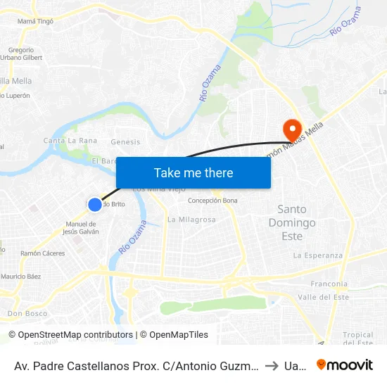 Av. Padre Castellanos Prox. C/Antonio Guzmán to Uasd map