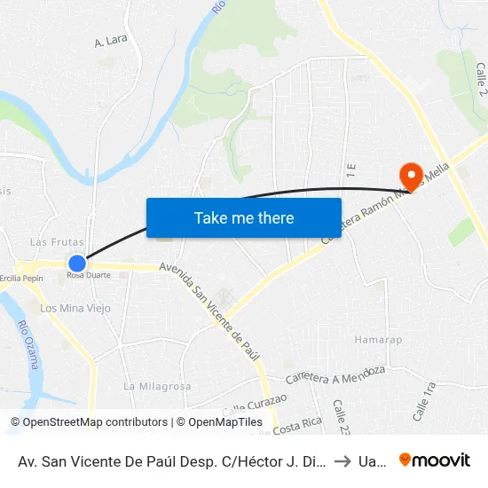 Av. San Vicente De Paúl Desp. C/Héctor J. Diaz to Uasd map