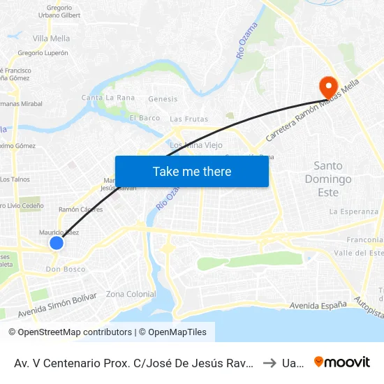 Av. V Centenario Prox. C/José De Jesús Ravelo to Uasd map