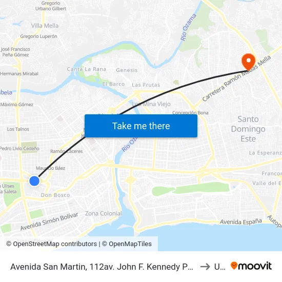 Avenida San Martin, 112av. John F. Kennedy Prox. C/Paseo De Los Aviadores to Uasd map