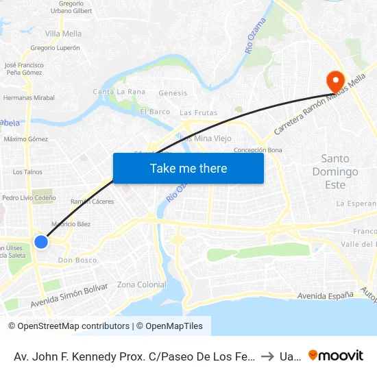 Av. John F. Kennedy Prox. C/Paseo De Los Ferreteros to Uasd map