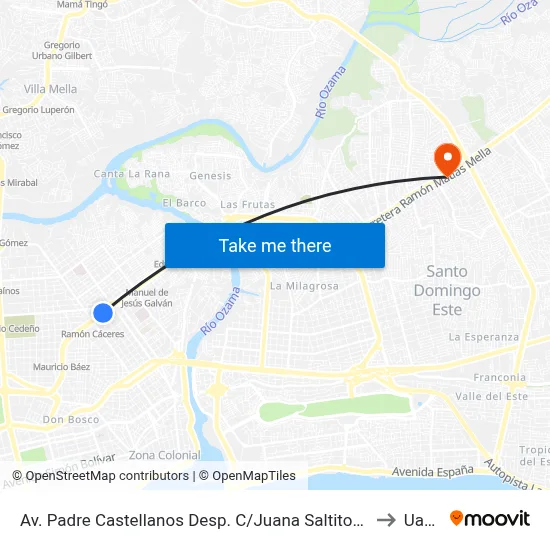 Av. Padre Castellanos Desp. C/Juana Saltitopa to Uasd map
