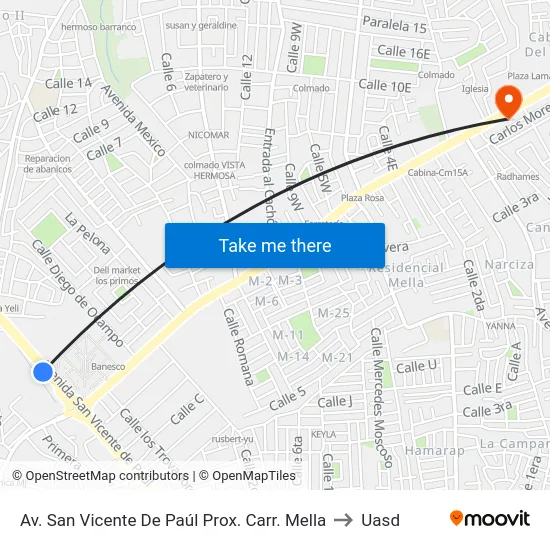 Av. San Vicente De Paúl Prox. Carr. Mella to Uasd map