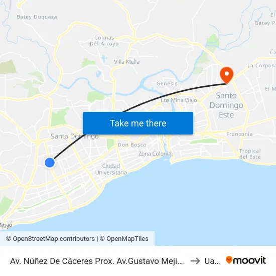 Av. Núñez De Cáceres Prox. Av.Gustavo Mejia Ricart to Uasd map