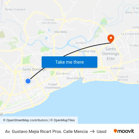 Av. Gustavo Mejía Ricart Prox. Calle Mencia to Uasd map